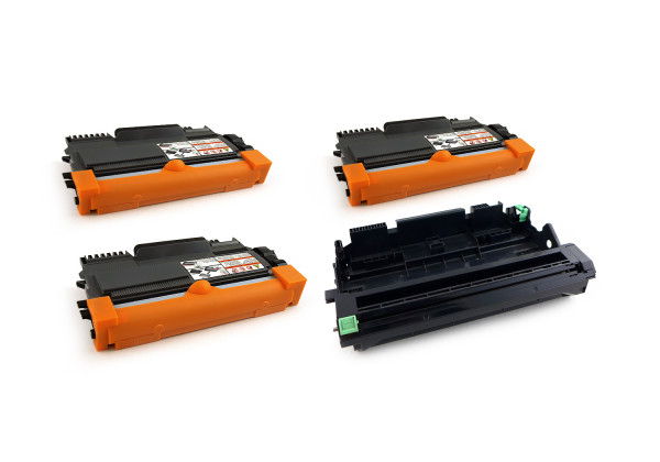 Green2Print 3x Toner, 1x Trommel 3x 2600, 1x 12000 Seiten ersetzt Brother DR-2200, TN-2220 passend