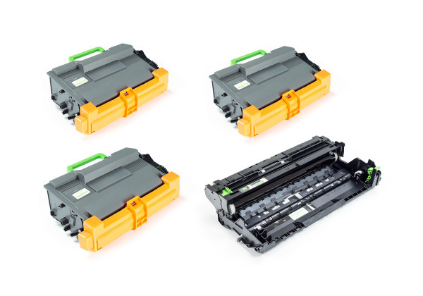 Green2Print 3x Toner, 1x Trommel 3x 12000, 1x 50000 Seiten ersetzt Brother DR-3400, TN-3512 passend