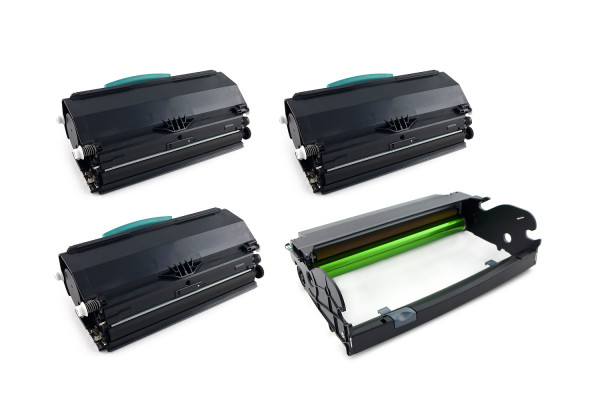 Green2Print 3x Toner, 1x Trommel 3x 9000, 1x 30000 Seiten ersetzt Dell 593-10338, DM631, Lexmark E2