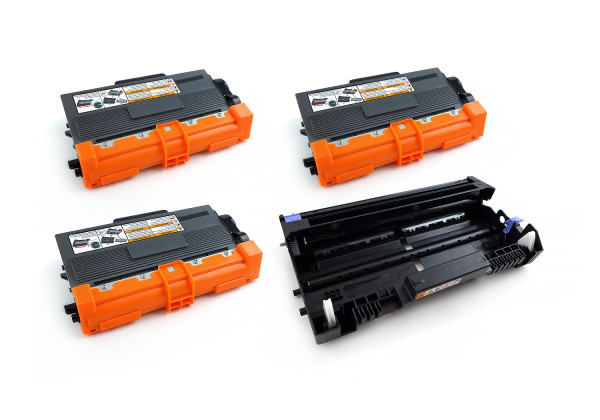 Green2Print 3x Toner, 1x Trommel 3x 8000, 1x 30000 Seiten ersetzt Brother DR-3300, TN-3380 passend