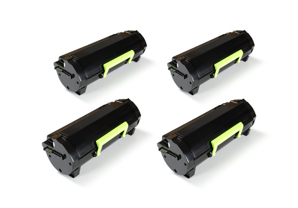 Green2Print Hochleistungstoner 4 Kartuschen schwarz 4x 10000 Seiten ersetzt Lexmark 50F0HA0, 502HA,