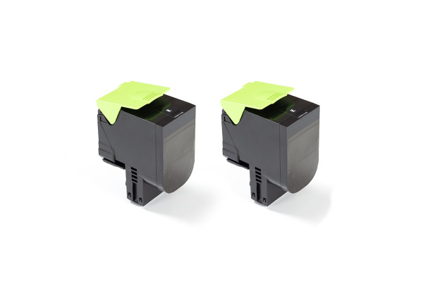 Green2Print Toner Doppelpack, 2 Kartuschen 2x 2500 Seiten ersetzt Lexmark 80C0S10, 800S1, 80C2SK0, 8